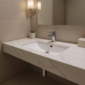 Plans de travail personnalisés pour cuisines et salles de bain en quartz Calacatta, comptoirs en pierre naturelle Carrara Calacata, découpe préfabriquée pour projets hôteliers - Product Image 3