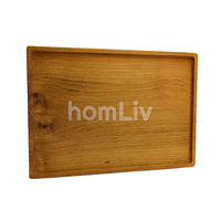 Bandeja de Servir Grande Decorativa de Madera de Teca Natural Hecha a Mano, Sostenible, para Desayuno, Organizador de Vajilla de Cocina