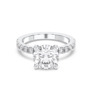 Juego de puntas de anillo de compromiso de solitario de diamante de corte redondo cultivado en laboratorio de calidad de 3,55 quilates de 30/25/en platino para Unisex - Product Image 1