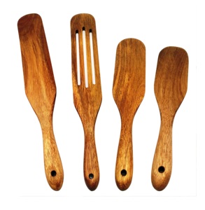 Ensemble de cuillères en bois d'acacia marron pour restaurant Taille 8 pouces 1 ensemble d'outils de cuisine en bois de mangue d'acacia naturel - Product Image 3