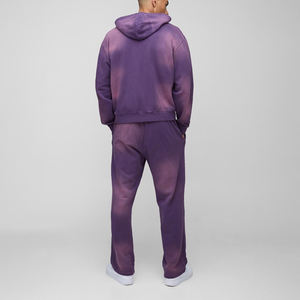 Ensemble de survêtement pour homme 2 pièces, personnalisé OEM 2026, en coton épais, style vintage délavé à l'acide et effet soleil, avec fermeture éclair - Product Image 2