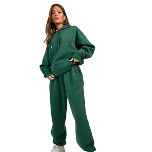 Conjunto Deportivo de Felpa para Mujer, Talla Grande, 100% Algodón, Transpirable, con Logotipo Personalizado, Sudadera y Pantalones de Chándal para Invierno - Product Image 1