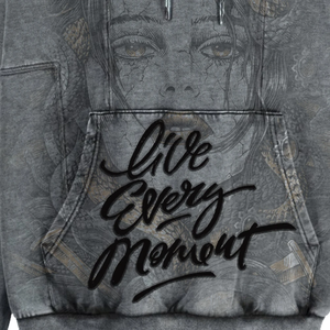 2025 negro gota hombro impreso completo algodón mezclado Sudadera con capucha bordado logotipo personalizado lavado ácido Vintage Sudadera con capucha para Unisex - Product Image 6