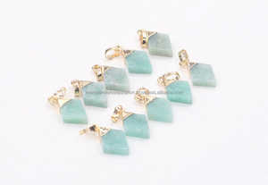 Bijoux d'imitation pendentif en pierre de Larimar en forme de coeur 15 mm de taille argent plaqué or lunette pendentif bijoux pour Valentin - Product Image 4