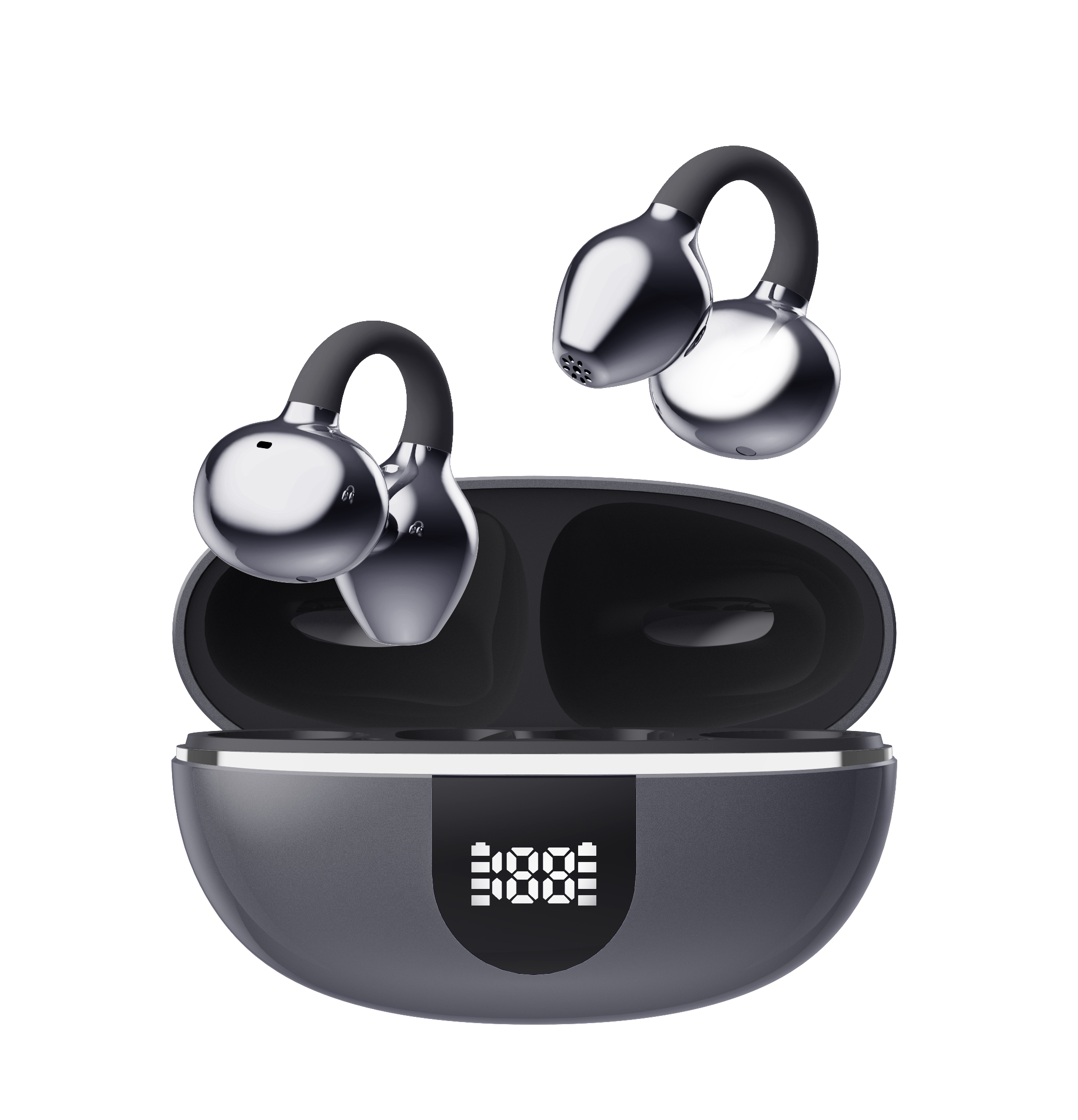Fashion Stylish Open Ear Clip TWS Air Conduction <strong>Earbuds</strong> Removable Diamond <strong>Butterfly</strong> Earring Design LED Battery for 5.3