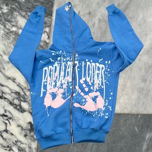Sweat à capuche à fermeture éclair imprimé de logo personnalisé lourd 100% coton brodé pour la conception d'impression bouffante avec fermeture éclair - Product Image 6