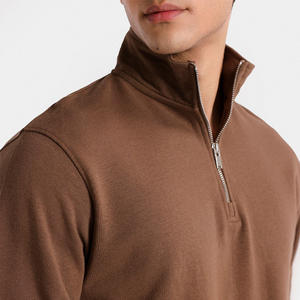 Sweat-shirt à col montant zippé 1/4 en coton 100% personnalisable avec logo, sweat-shirt basique pour homme, sweat-shirt oversize à demi-zip uni - Product Image 2