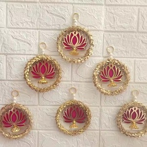 Handcrafted Lotus Hanging Backdrop for Indian Wedding <b>Decor</b> Mehndi Haldi Sangeet Pellikooturu Diwali Puja Mandir& Festival <b>Decor</b> - Product Image 1