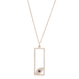 Rectángulo diseño con ojo encanto collar venta al por Mayor turco hecho a mano 925 joyería de plata esterlina - Product Image 6