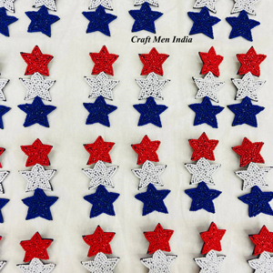 ต่างหูกระดุมรูปธงสหรัฐอเมริกาทำมือคลาสสิกสีแดงสีขาวสีฟ้าเครื่องประดับลูกปัดวันครบรอบรักชาติที่ไม่ซ้ำกัน - Product Image 2