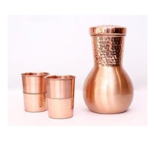 Carafe à eau en cuivre pur avec couvercle, pichet en cuivre martelé artisanal pour hôtel et maison - Product Image 3