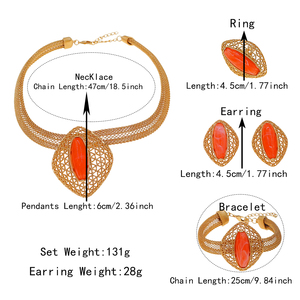 Zhuerrui Italiano disegni in oro da donna Set di gioielli da festa Fine bigiotteria di lusso grandi collana di gioielli Set HC2500314 - Product Image 4