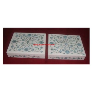 Caja de incrustaciones de mármol de aspecto moderno, tema de trabajo con incrustaciones de madreperla, piedra hecha a mano para artesanía de piedra, artículo de embalaje de regalo - Product Image 1