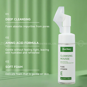 โฟมล้างหน้าสูตรอ่อนโยน ขจัดเครื่องสำอาง บำรุงผิวชุ่มชื้น วิตามินอี กรดอะมิโน ขนาด 140 มล. พร้อมแปรงซิลิโคน - Product Image 4