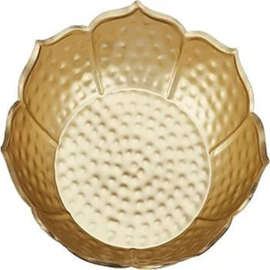 Solimo เชิงเทียนโลหะเคลือบเงาสีทองพร้อมชามดอกบัว Urli เทียนคริสต์มาสแบบลอยน้ำดอกไม้ตกแต่งสีทอง - Product Image 3