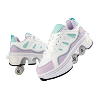 Chaussures à roulettes à double rangée de roues, nouveau design 2026, avec roues déformables, 4 roues, chaussures à roulettes rétractables, chaussures à roulettes pour adultes