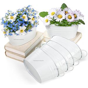 Macetas de flores de Metal de forma ovalada con asas para el hogar, jardín, Patio, macetas decorativas con flores frescas, artesanías - Product Image 3