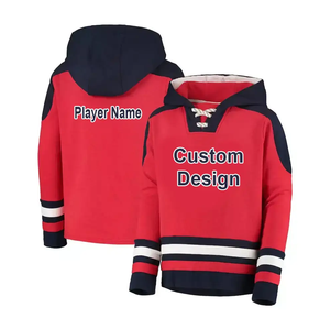 Último diseño polar en blanco bordado Sudadera con capucha de hockey personalizado 2 colores diseño mejor manga completa Sudadera con capucha de hockey sobre hielo - Product Image 5