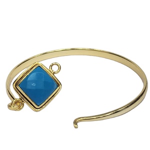 925 เงินสเตอร์ลิงชุบทองคุณภาพดีเยี่ยมพลอยเทอร์ควอยซ์พลอยแฮนด์เมดออกแบบกําไลข้อมือวินเทจ - Product Image 2