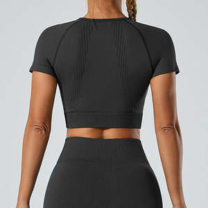 Seamless <b>Ladies</b> Yoga Gym Fitness Gym Sports <b>Short</b> <b>Sleeve</b> Shirts Workout <b>Tops</b> Women's Sportswear Yoga Crop <b>Top</b> - Product Image 3