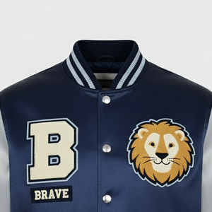 Chaqueta Universitaria de Chenilla Bordada de Alta Calidad para Hombre, Fabricante OEM, Chaqueta Universitaria de Satén con Letras Bordadas para Hombre, MOQ Bajo - Product Image 4