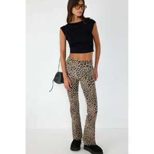 Pantalones Casuales de Cintura Elástica con Estampado de Leopardo 100% Algodón - Product Image 2