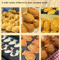 Machine à Taiyaki Électrique Commerciale, 14 Gaufres en Forme de Poisson par Lot, Revêtement Antiadhésif, Chauffage Rapide pour Café et Boulangerie