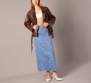 Haute qualité femmes mode Original peau de mouton cuir moto veste matelassé hiver respirant Premium mince - Product Image 4