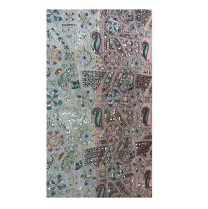 Tela de Georgette de poliéster de moda con diseños abstractos florales tela bordada para hacer vestidos de novia - Product Image 1