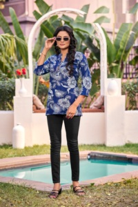 คอลเลกชันเสื้อสั้นแฟนซีพิมพ์ลายแบบ reyon สำหรับผู้หญิงล่าสุด - Product Image 4