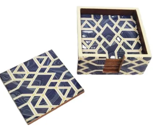 Posavasos con incrustaciones de hueso de taza de té de diseño único atractivo posavasos con incrustaciones de hueso de cerveza al por mayor almohadillas de café de India - Product Image 2