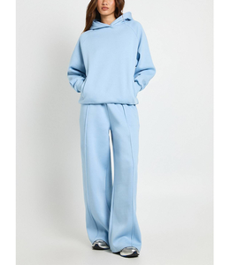 Ensemble de survêtement 2 pièces en polaire polyester pour femme, style urbain, sans cordon, à capuche, pour la marche et l'exercice, collection hiver, taille US - Product Image 1