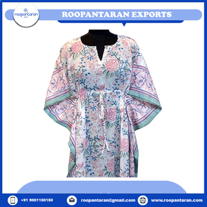 Caftan musulman Confortable Luxe Long Size Hand Block Imprimé Soft Cotton Voile Kaftan Vêtements de nuit à vendre au meilleur prix - Product Image 4