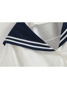 Haute qualité 100% coton Blouse Mori filles été JK col marin à manches courtes blanc bleu marine Blouses école uniforme haut - Product Image 5