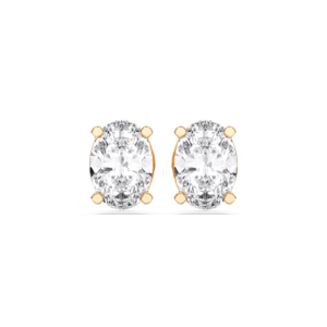 IGI Certified 3.00 Ct Luxury Oval Cut Lab Grown Diamond Stud Earrings 1.50 Ct Each <b>Solid</b> 925 Sterling <b>Silver</b> with Gold Finish - Product Image 4