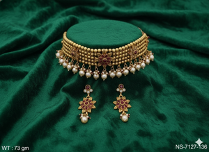 Conjunto de Collar Étnico de 5 Capas con Cuentas Estilo Rajwadi Antiguo, Perfecto para Bodas, Fiestas, Festivales y Regalos - Product Image 3