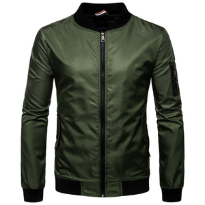 Blouson aviateur pour hommes personnalisé avec fermeture éclair Veste de baseball pour homme Bomber Outwear Baseball Letterman Teint en rouge Poches sur mesure - Product Image 1
