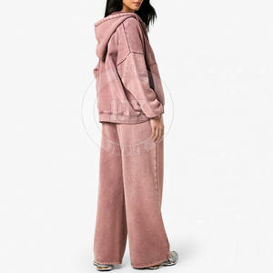 Ropa de otoño para mujer, traje de jogging con lavado ácido, conjunto de chándal informal ligero y cómodo con lavado ácido para mujer - Product Image 3