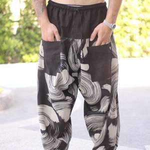 Pantalon Ethnique Décontracté Imprimé avec Poche Pliée Léger 100% Coton Respirant Eco-Friendly Pantalon à Taille Élastique pour l'Exportation - Product Image 2