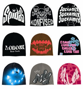 Qianzun Winter Warm High Quality Personalizable Jacquard logo Knit Cuffless Beanie Hat - Product Image 4