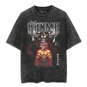 T-shirt de fitness uni pour homme, col rond, 90% coton/10% polyester, qualité supérieure, délavé à l'acide, coupe oversize, respirant - Product Image 1