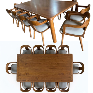Table basse en teck 244x130x75 cm, design moderne et élégant, mobilier de salon, ensemble de chaises - Product Image 3