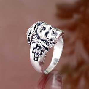 Anillo de latón con rostro de Jesús, chapado en plata, de moda, cristiano, religioso, sagrado, para hombre, joyería llamativa, espiritual, al por mayor - Product Image 5
