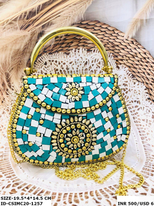 Antique Mop Mosaic Clutch Purse Mosaic Stone Clutch Bag Evening Bags Clutch by Luxury crafts - Product Image 6