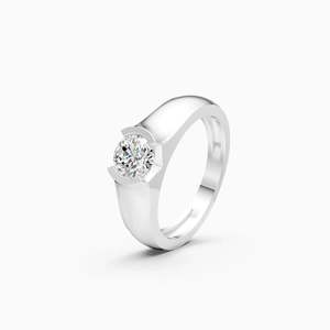 Anillo solitario con diamante cultivado en laboratorio de corte redondo de 0.70 quilates en oro amarillo, blanco y rosa de 9 quilates - Product Image 3