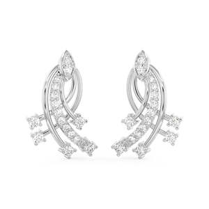 Boucles d'oreilles clous vintage CLARA en argent sterling 925, motif iris, fermoir à vis, or rose, or blanc, diamant taille marquise pour mariage - Product Image 1