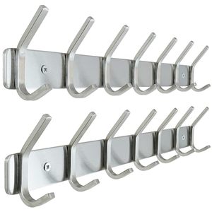 Honsky Minimalist 304 Stainless Steel Wall Coat Rack 14 <b>Hooks</b> Heavy Duty <b>Hook</b> <b>Rail</b> Silver Finish Space Saving Organizer for home - Product Image 1