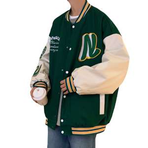 Chaqueta Varsity Personalizada de Alta Calidad para Hombre, Estilo Hip Hop, Cuello Alto, Logotipo Personalizado en la Parte Delantera, Otoño-Invierno 2025 - Product Image 2