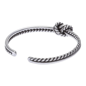 Both Sides Knotted <b>Sterling</b> <b>Silver</b> <b>Cuff</b> <b>Bracelet</b> 925 <b>Sterling</b> <b>Silver</b> Boho Dainty Jewelry Gift Idea Wholesale Bulk - Product Image 4