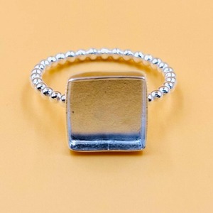 Ajuste de anillo de bisel cuadrado, Base en blanco de Plata de Ley 925 para cabujón de leche materna de resina, suministros de joyería de recuerdo DIY - Product Image 1
